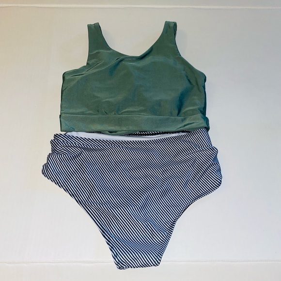 High Waisted Bathing Suits Women 2 Piece High Neck Bow Knot Modest Swimsuits Med - Picture 5 of 7